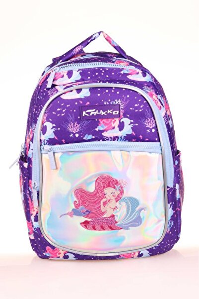 KAUKKO Mermaid Embroidered Mirrored Kids Backpack - L5138