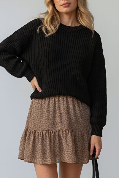 franky B Pulover de tricotat pentru femei, cu mâneci balon, mărime standard