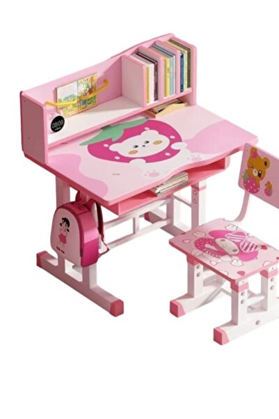 mdf Birou copii din de 18 cm ,cadru metalic , reglabil ROZ
