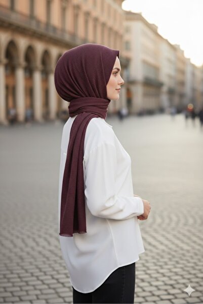 Sarar Düz Çizgili Fileli Pamuklu Hafif Şal