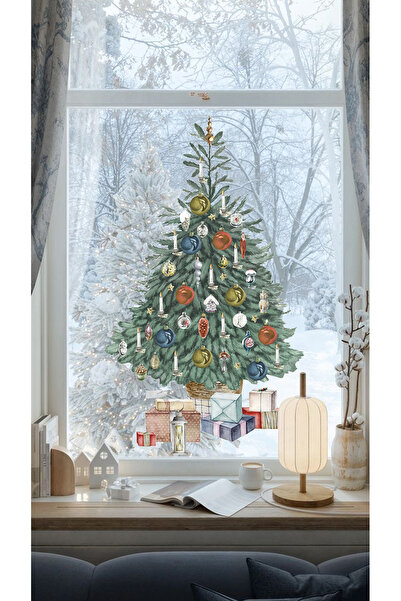 WALLHUMAN Yılbaşı-Noel Ağacı Çocuk Bebek Odası Sticker Seti , Yılbaşı Süsü Ye...