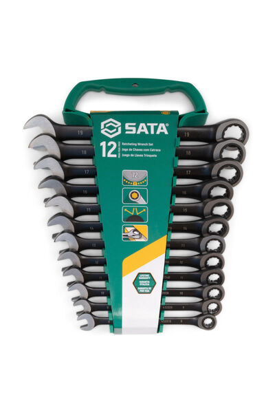 SATA set de chei combinate cu clichet, 8-19 mm, 12 bucăți