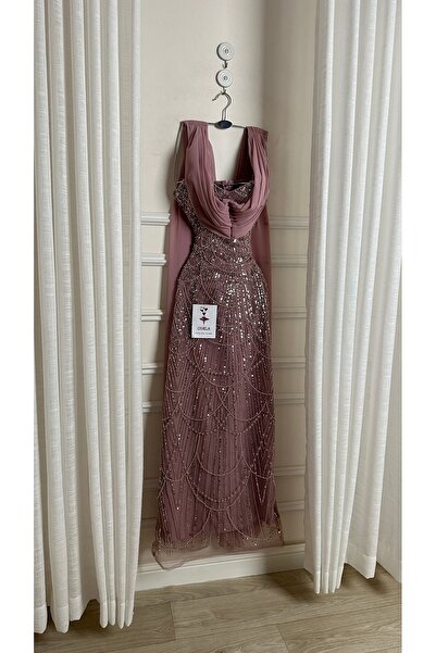 Onila فستان لحمي يشال خرز سلاسل فاخر