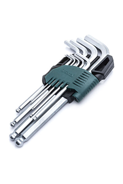 SATA Set chei hexagonale în formă de L cu cap sferic, lungi, 1,5-10 mm, 9 bucăți