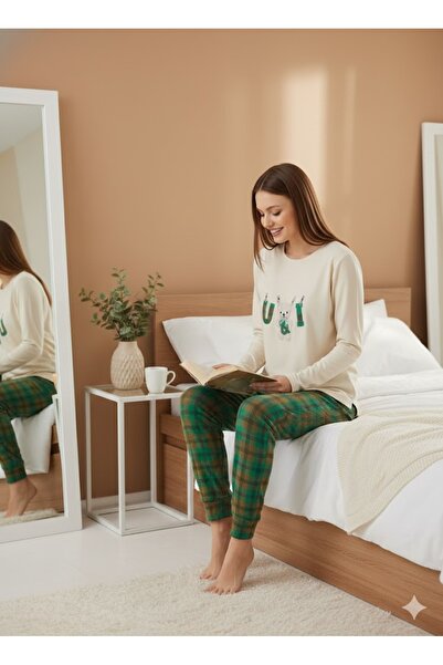 İpek طقم بيجامة شتوية بأكمام طويلة للسيدات