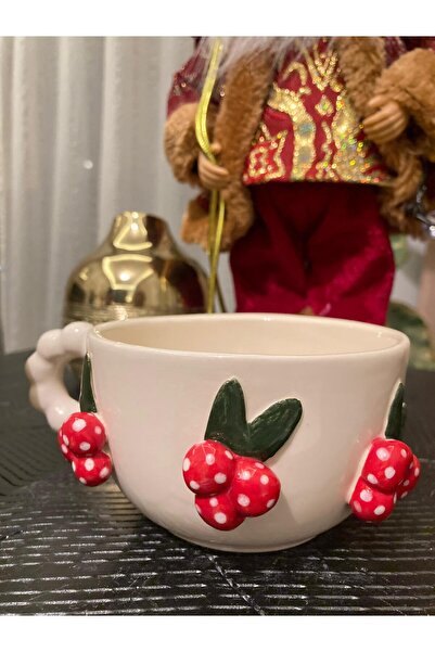 Malessy El Yapımı Kokina Seramik Yılbaşı Kupa, Christmas Noel Hediye Kupa, Ye...