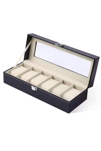 divendi-ro Cutie de depozitare pentru 6 ceasuri, piele ecologică, design eleg...