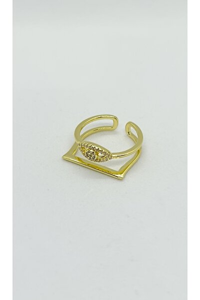 ndjewelry جيومنتي شاين – خاتم هندسي قابل للتعديل مرصع بحجر ذهبي اللون