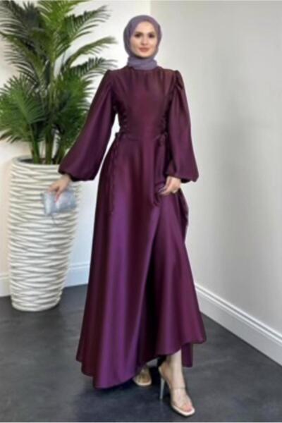 TRENDTESETTÜR KADIN Mürdüm SATEN ABİYE ELBİSE T 0516