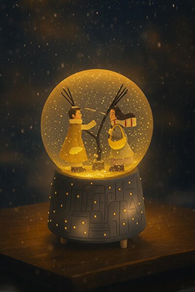 nesnelgift Müzikli Işıklı Orta Boy Kar Küresi Kış Masalı Y35