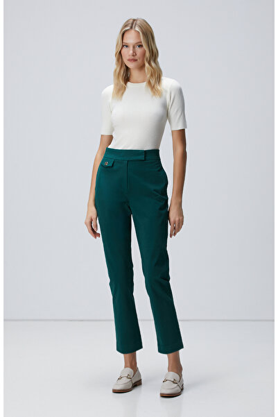 Network Yeşil Yüksek Bel Dar Paça Pantolon