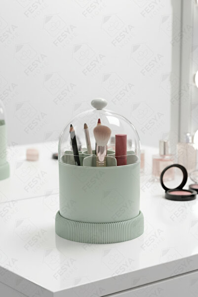Fesya Home AURA 360 Derece Dönebilen Makyaj Organizer – Şeffaf Kapaklı Fırça ...