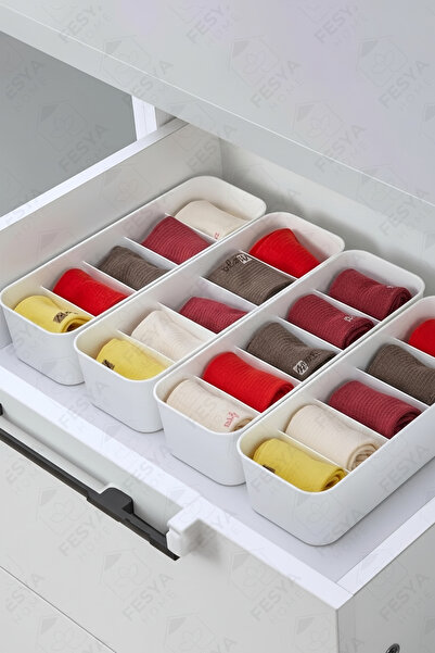 Fesya Home SPLIT 5 Bölmeli 4 Adet Dolap İçi Düzenleyici Takı, Toka, Çorap, İç...