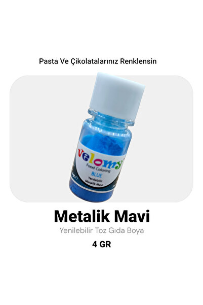 velomy Mavi Metalik Toz Gıda Boyası 4 gr Yenilebilir Çikolata Boyası