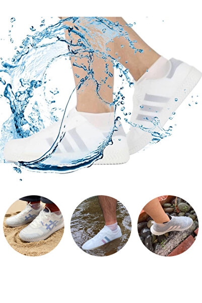 Generic Waterproof Non-Slip Silicone Shoe Covers (Medium, White)