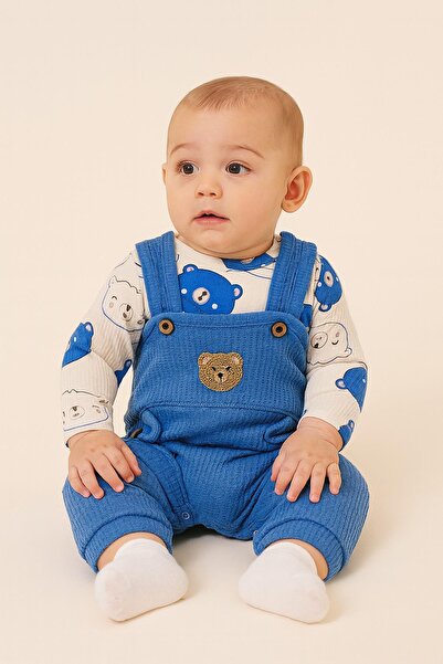 dinamik çocuk Baby Boy Rompers+Zıbın Set of 2 with Snaps at the Bottom – Zıbı...