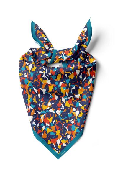 Modabutik D100 Kadın Mix Desenli Bandana 50x50 Lacivert DG0179-22