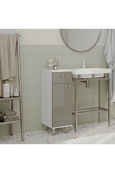 haaus.ro Corp Baie Zaria, 1 Sertar, 1 Usa, Gri Lucios/Alb, MDF, L 30 x l 35 x...