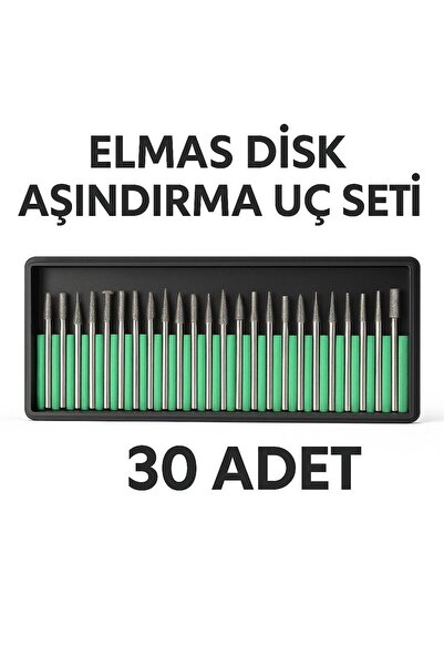 MertTools Elmas Camcı Seti 30 Parça Matkap Ucu Ahşap Oyma Freze Gravür