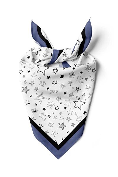 Modabutik E9 Kadın Yıldız Desenli 50x50 Bandana HYL DG01117-22
