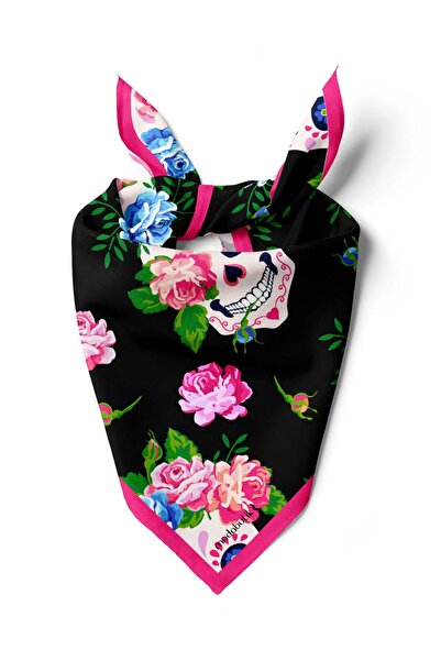 Modabutik B25 Kurukafa Desenli Çiçekli Bandana