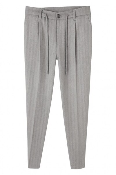 BASEL.CO Premium Fishbone Textured Grammage Jogger Fabric Trousers - Straight-Legged and Stylish