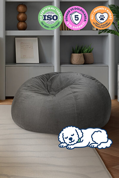 Mobidu Soft Plum Armut Koltuk – Fitilli Kadife - 5 Yıl Garanti - Gri