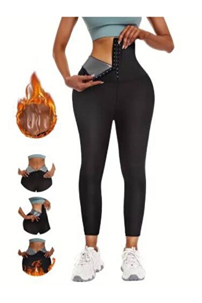 FİT1BEDEN Yüksek Bel Agraflı Inceltici Sıkılaştırıcı Sauna Termal 3 Agraflı Tayt