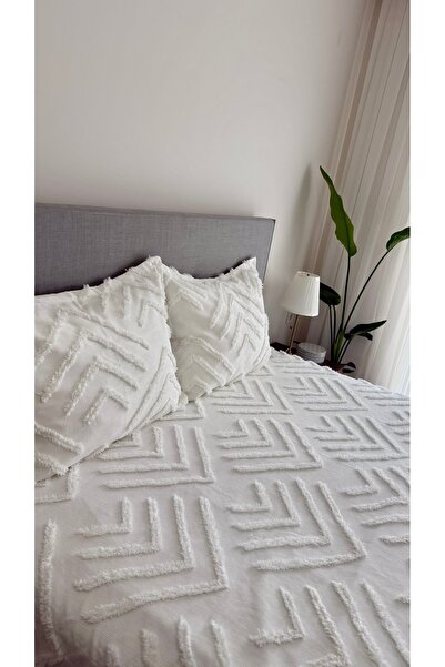 REYS Bohem Pine Yeni Sezon Çift Kişilik Yatak Örtüsü Takımı 240x250 - EKRU -