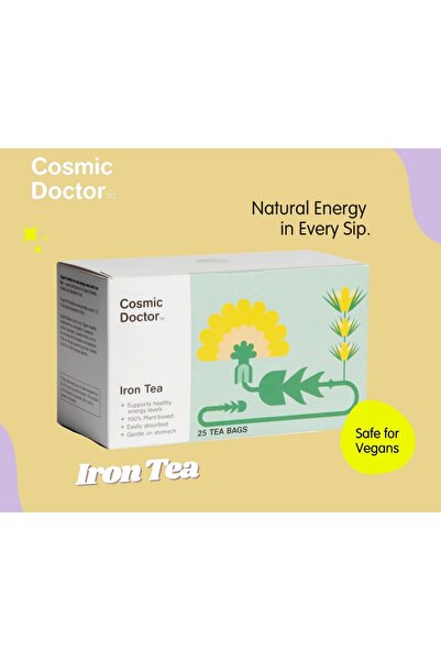 Cosmic Doctor شاي الحديد، يدعم مستويات الطاقة الصحية. ٢٥ كيس شاي