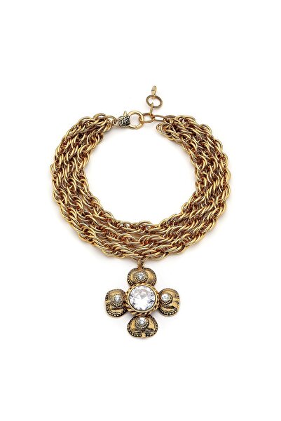Mon Reve Eclipse Altın Kaplama İnci Yonca Charm Çoklu Zincir Kolye