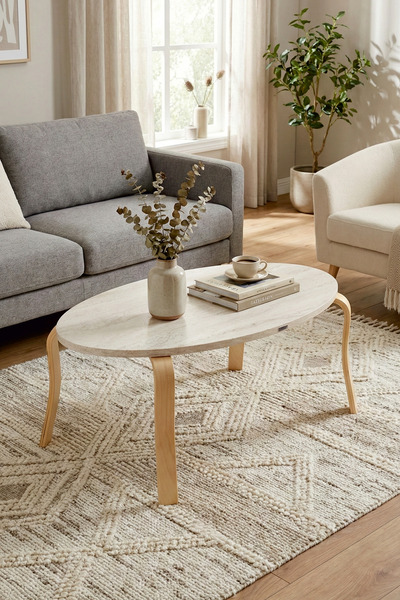 VİLİNZE Eva Ahşap Oval Orta Sehpa