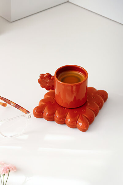 SİNEM YAMAN HOME BİSKÜVİ TARÇIN TABAKLI 100 ML EL YAPIMI SERAMİK FİNCAN