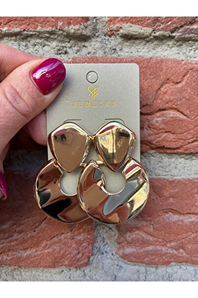 Gozibygoz Gold Dangle Steel Earrings in Ring Form