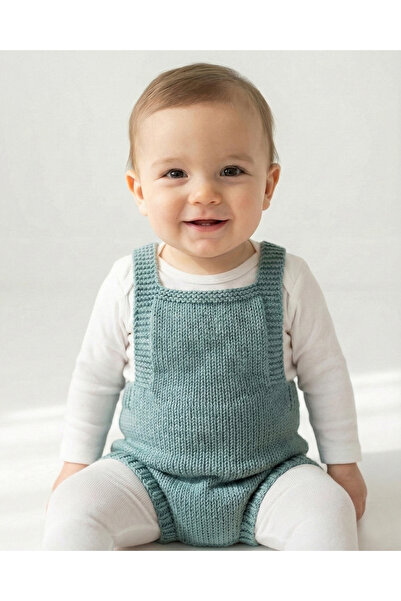 anna sofie Yeni Ürün(6-18 AY ) Bebek Salopet Örgü Tulum/Ahşap Düğme Detaylı