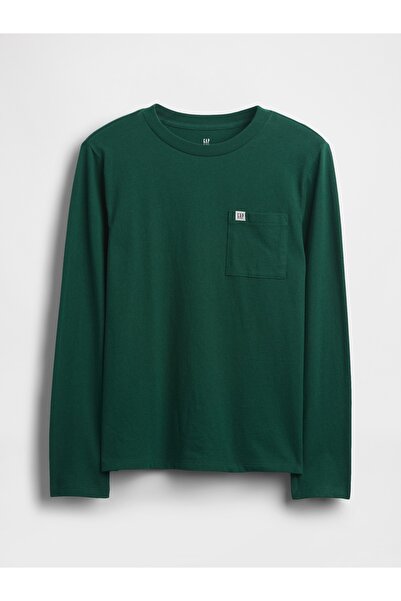 GAP Erkek Çocuk Koyu Yeşil Logo Pocket T-Shirt