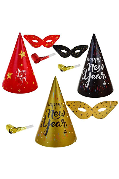 Olgun Home 6 Adet Yılbaşı Kotyon Set Kaynana Dili Gözlük Set Aile Seti