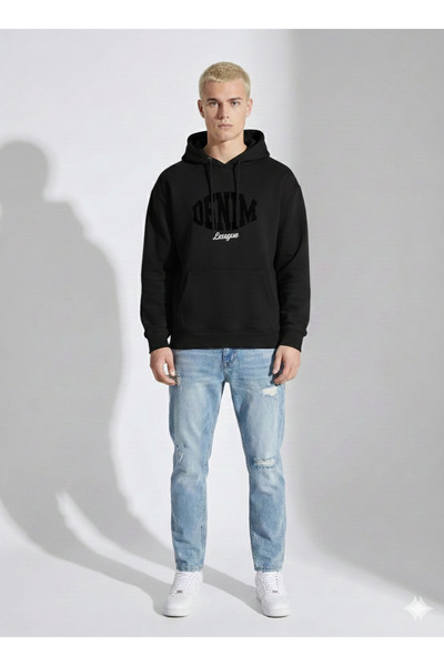 ribana Unisex φούτερ με 3 κλωστές, με κουκούλα, μαλακή υφή, στάμπα και λεπτομ...