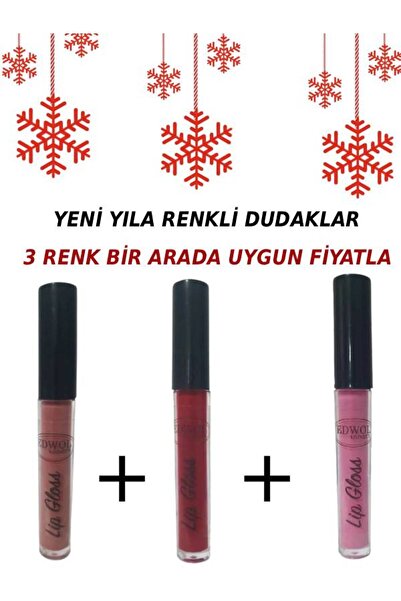 EDWOL Make Up Likit Işıldayan DolGunlaştırıcı Lip Gloss Parlak 3 Lü Set Ruj K...