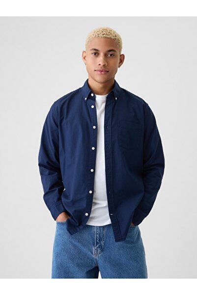 GAP Erkek Lacivert Standart Fit Oxford Gömlek