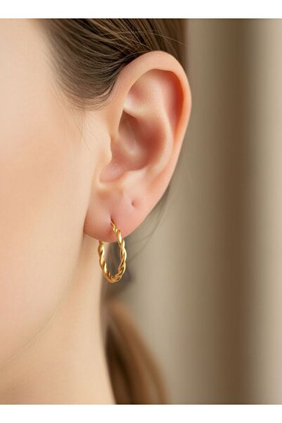 kuyumcu nurettin 2 gr (GRAM) İkili Burma Halka Küpe 22 Ayar Altın 20 mm (Çift)