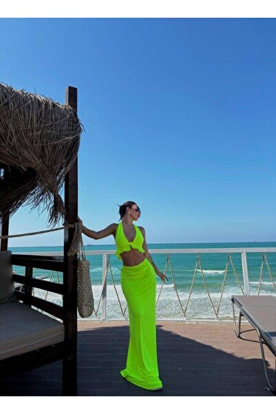 Selma Butik Costum de baie pentru damă, crop și fustă maxi, set dublu