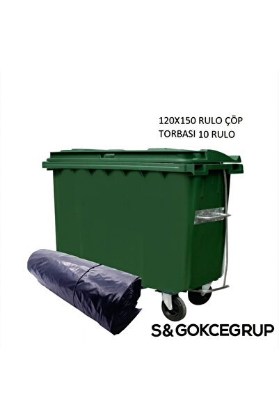 gökçem Rulo Çöp Torbası 120x150 cm Siyah – Konteyner İçin 10 Rulo (100 Adet)