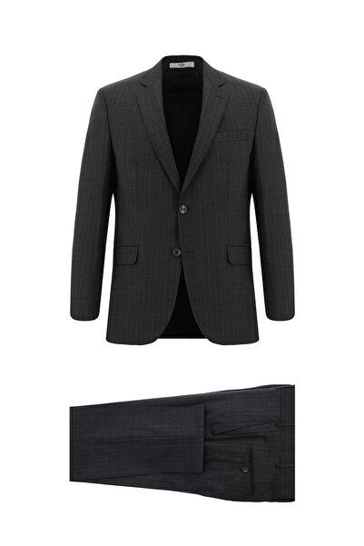 Kiğılı 7 Drop Super Slim Fit Eksra Dar Kesim Yünlü Klasik Çizgili Takım Elbise