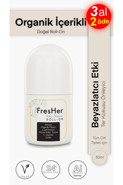 The fresher Ter Kokusu Önleyici ,beyazlatıcı & Leke Bırakmayan Doğal Roll-on 50 ml