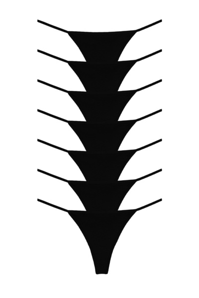 Dominant Chilot tip tanga pentru damă, pachet de 7 bucăți, negru, din bumbac și lycra, cod 29875-603