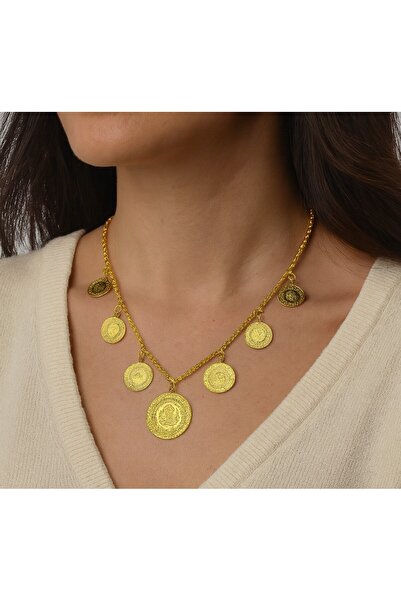 Bonissa Altın Takılabilen 7'li Altın Kaplama Halat Burgu Zincir