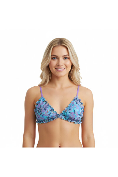 BONBON حمالة صدر نسائية شفافة من التول مكشكشة بدون أسلاك وبدون دعم BB2083