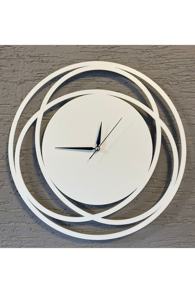 Nuvori Özel Tasarım Beyaz Metal Duvar Saati | ORBİT Serisi Sessiz Mekanizmalı...