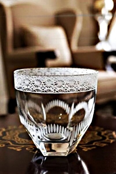 DECOSTYLE Japanese Star Patterned Corner Whiskey Glass | 100% Handmade with Special Decoration – Single Collectible Piece